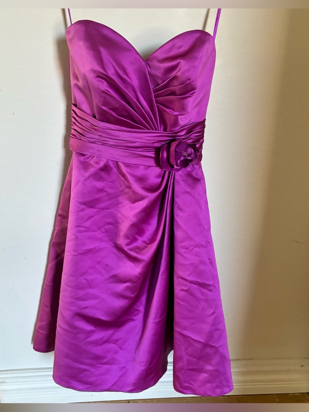 Allure Bridals Fuchsia Strapless Satin Bridesmaid Dress